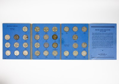 Lot 43 - GB pre 1920 and pre 1947 silver and later coin collections in four Whitman Folders