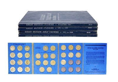 Lot 43 - GB pre 1920 and pre 1947 silver and later coin collections in four Whitman Folders