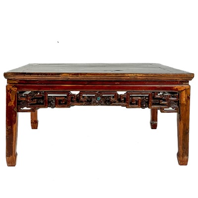 Lot 1372 - A Chinese square wooden Kang table, 20th century.