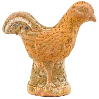 Lot 1387 - A Chinese pottery model of a cockerel, Han Dynasty