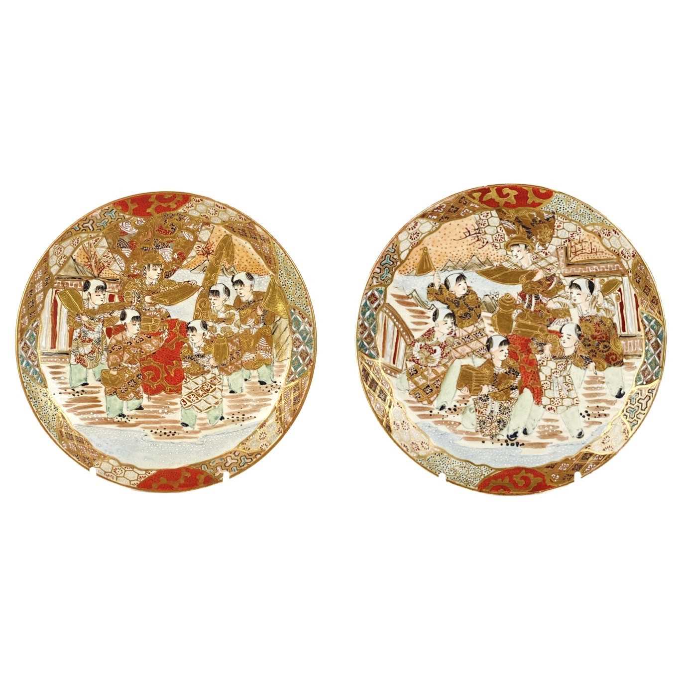 Lot 1405 A pair of Japanese Satsuma, late 19th