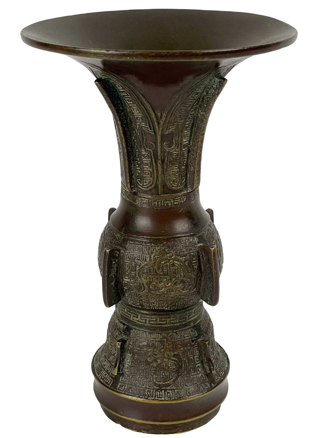 Lot 1425 - A Chinese bronze Gu vase, late 19th century.