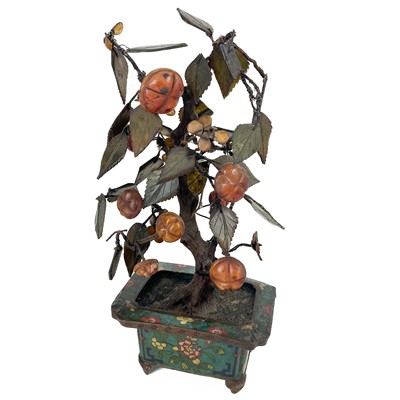 Lot 1435 - A Chinese hardstone fruit tree, late 19th century.