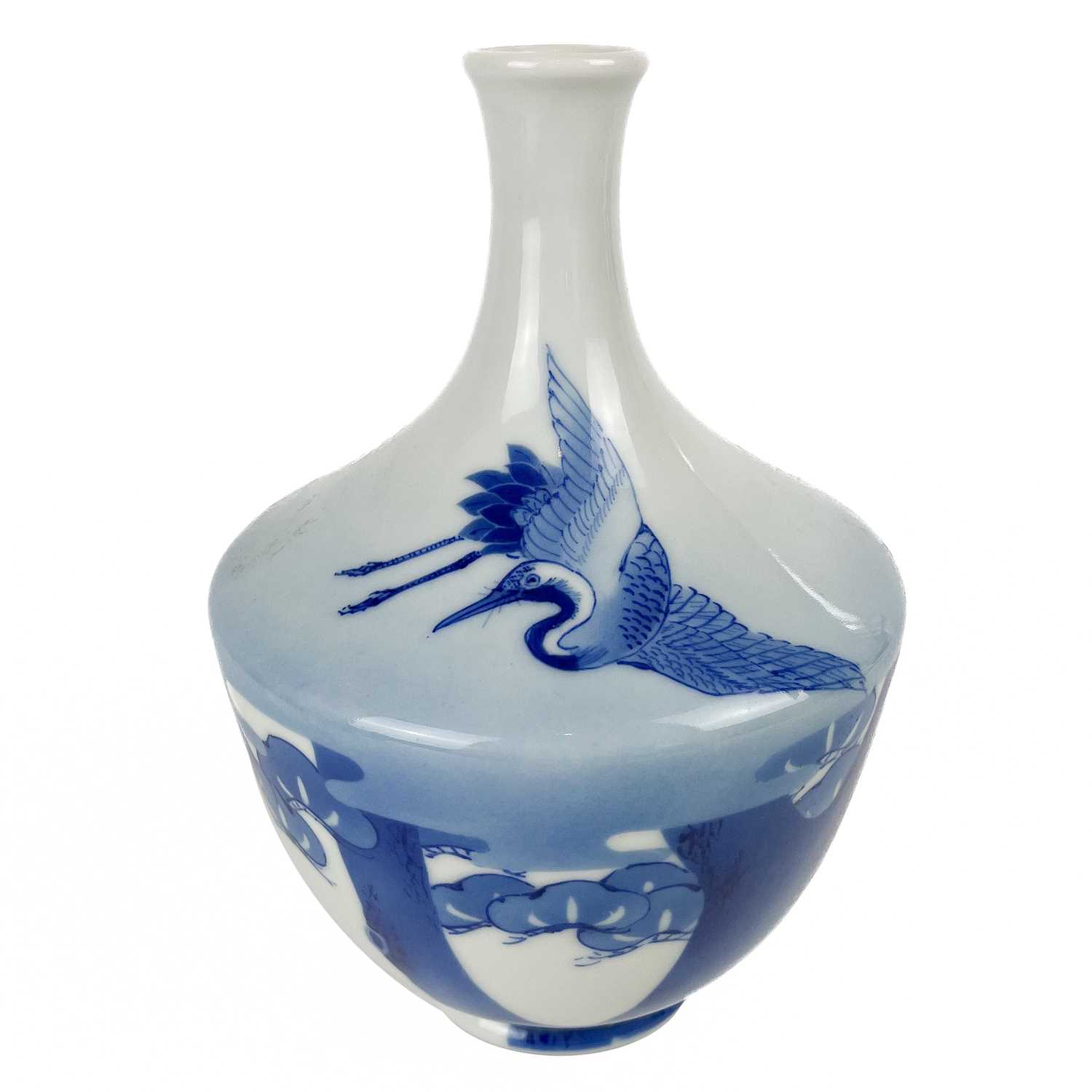 Lot 1454 - A Japanese studio porcelain blue and white vase, Meiji period