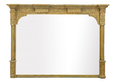 Lot 693 - A gilt gesso framed rectangular overmantel mirror.