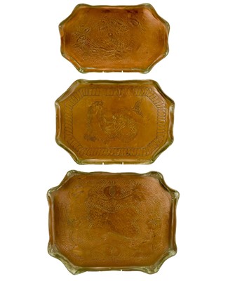 Lot 182 - An Arts and Crafts copper tray probably Eustace of Hayle.