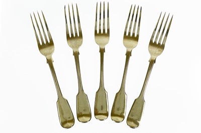 Lot 9 - A William IV silver set of three table forks.