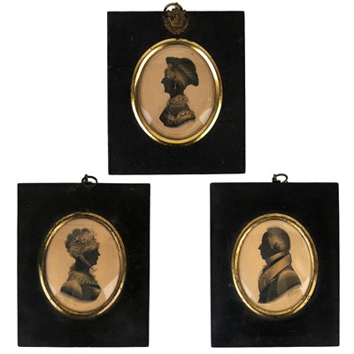 Lot 391 - I Hallam three bronze heightened cut profile silhouette portraits.