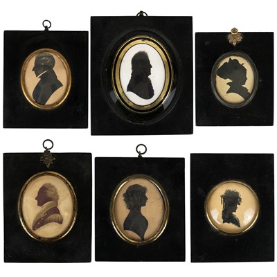 Lot 255 - A Regency painted profile silhouette portrait of a gentleman.