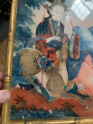 Lot 5 - A Chinese reverse glass painting, Qing Dynasty, 19th century.