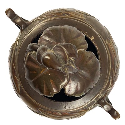 Lot 184 - A Chinese bronze and champleve incense burner, 19th century.