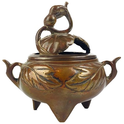 Lot 184 - A Chinese bronze and champleve incense burner, 19th century.