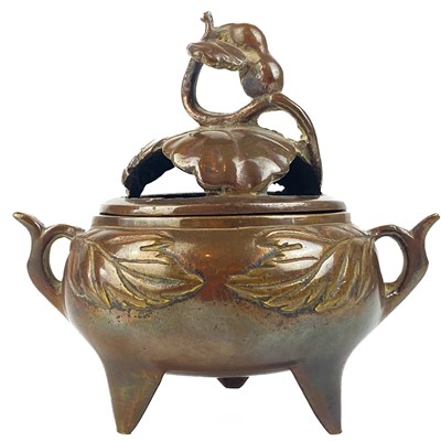 Lot 184 - A Chinese bronze and champleve incense burner, 19th century.