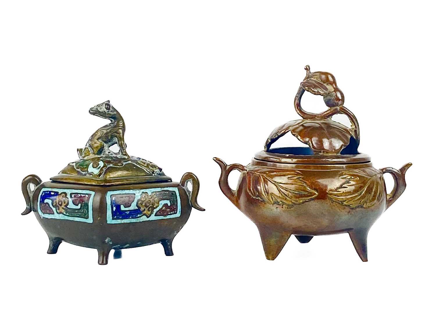 Lot 184 - A Chinese bronze and champleve incense burner, 19th century.