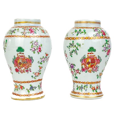 Lot 1473 - A pair of Samson Chinese famille rose style vases, early 20th century.