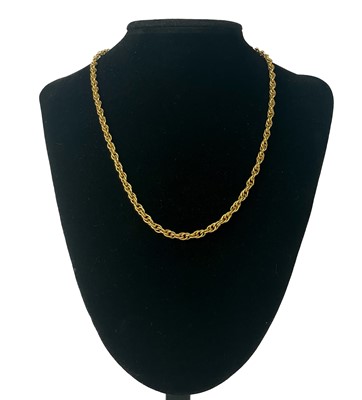 Lot 215 - A 9ct hallmarked gold rope twist necklace.