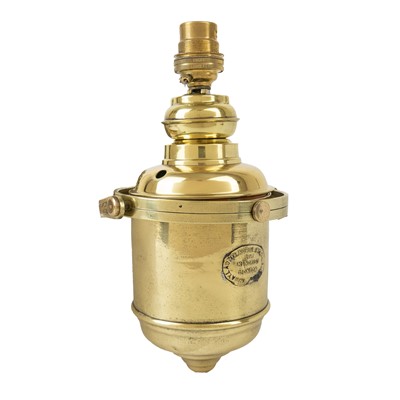 Lot 238 - An early 20th century brass and copper yacht gimbal lamp.