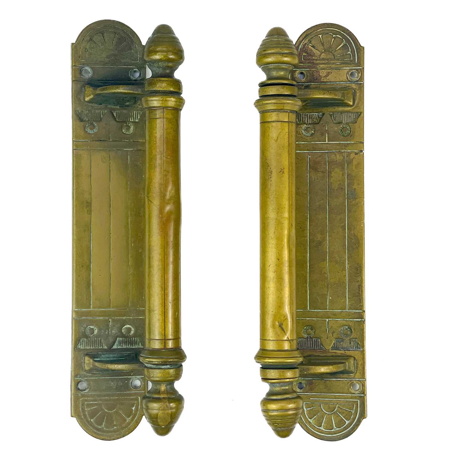 Lot 168 - A pair of late Victorian brass door handles.