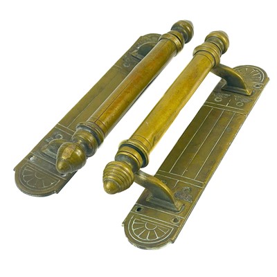 Lot 168 - A pair of late Victorian brass door handles.