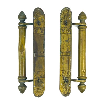 Lot 168 - A pair of late Victorian brass door handles.