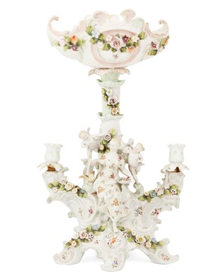 Lot 433 - A German porcelain centrepiece candelabra circa 1900.