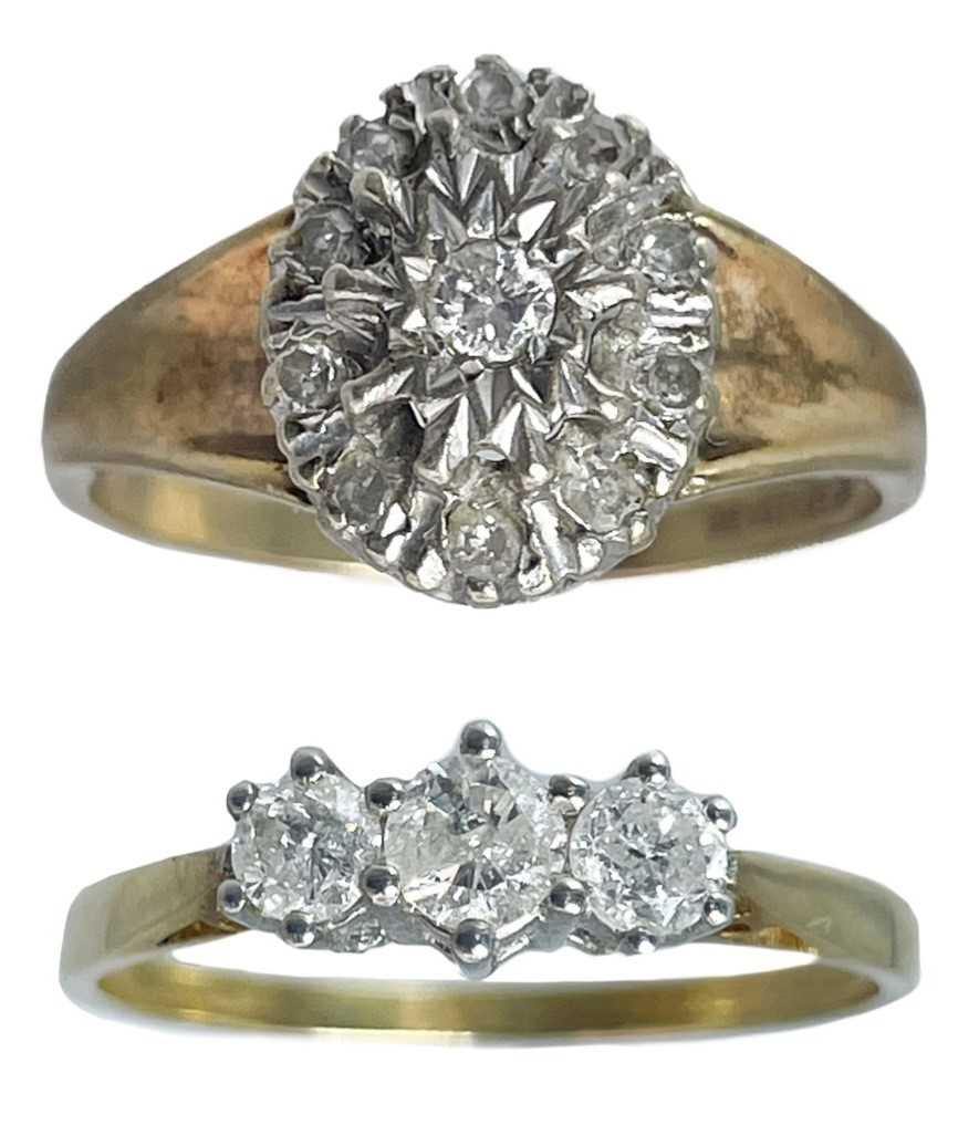 Lot 103 - Two 9ct diamond set rings.