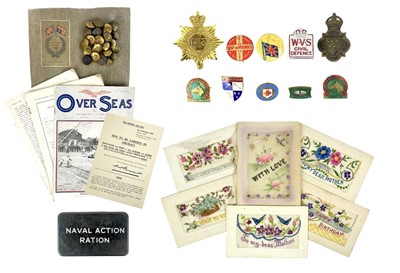 Lot 246 - Military Ephemera - coloured portraits, buttons, silk postcards, badges etc