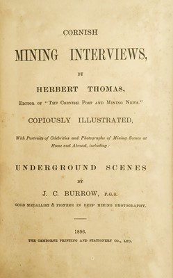 Lot 63 - THOMAS, Herbert. (Editor of the Cornish Post and Mining News).