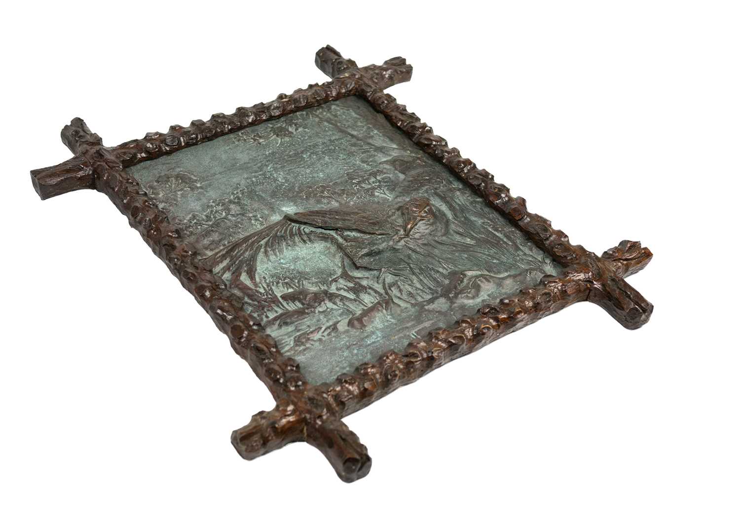 Lot 239 - A pair of copper relief panels in Black