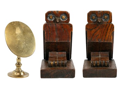 Lot 294 - A pair of carved oak owl bookends.