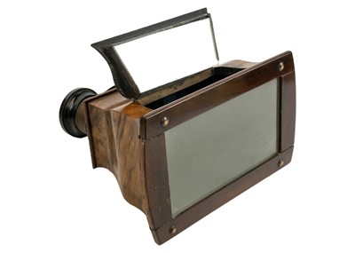 Lot 46 - A Victorian walnut cased Brewster type stereoscopic viewer.