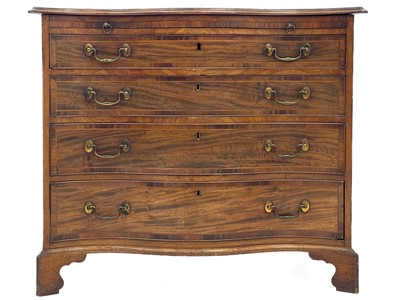 Lot 750 - A George III mahogany serpentine front chest.