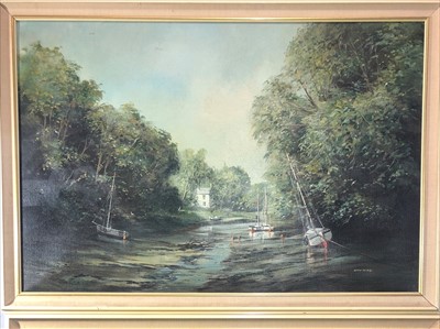 Lot 540 - Ted DYER (b.1940) Helford Creek Oil on canvas...