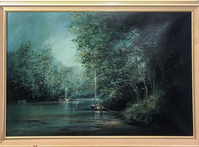 Lot 541 - Ted Dyer (b.1940) Frenchman's Creek Oil on...