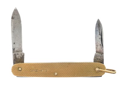 Lot 95 - A 9ct mounted folding pocket knife fob.