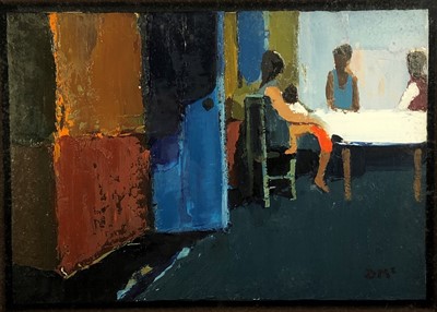 Lot 522 - Donald MCINTYRE (1923-2009) The Blue Door Oil...