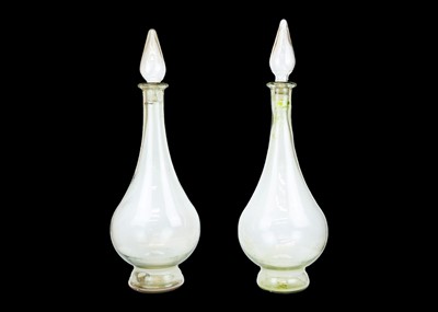 Lot 398 - A pair of large modern apothecary display glass decanters and stoppers.