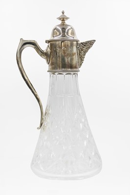 Lot 84 - A modern silver mounted cut glass claret jug by Warwickshire Reproduction Silver.