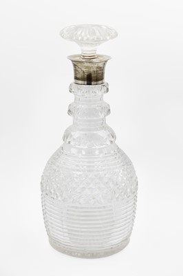 Lot 74 - A  George V silver mounted cut glass decanter and stopper by John Grinsell & Sons.