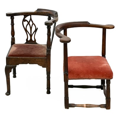 Lot 630 - A George III provincial elm corner chair.