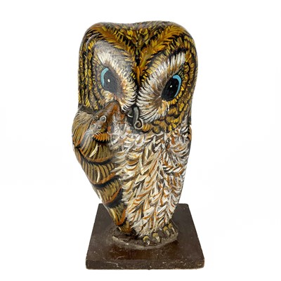 Lot 93 - A hand painted owl figure by Jennifer Andrew.