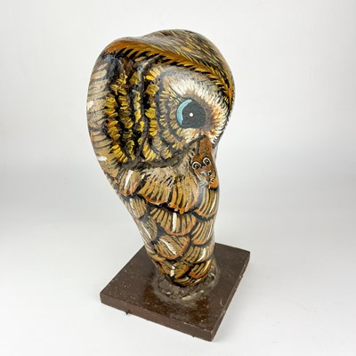 Lot 93 - A hand painted owl figure by Jennifer Andrew.