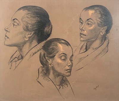 Lot 406 - Hyman SEGAL (1914-2004) Head Studies Charcoal...