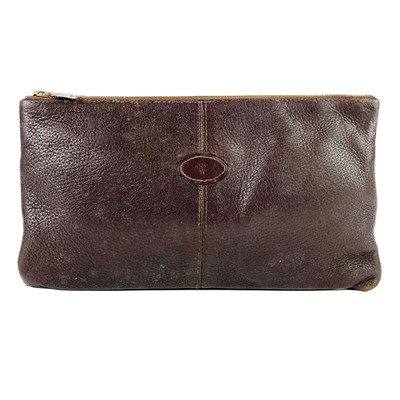 Lot 468 - A Mulberry brown leather two section cosmetic pouch.