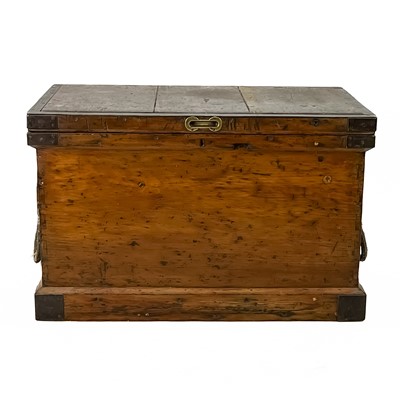 Lot 475 - A large iron bound carpenter's chest.