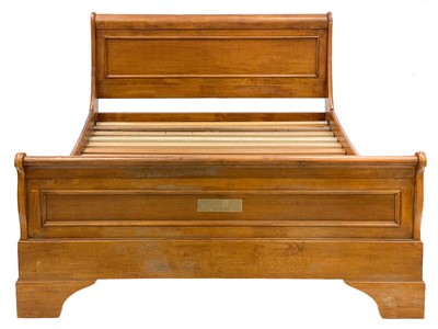 Lot 684 - A Willis and Gambier hardwood double sliegh bed.