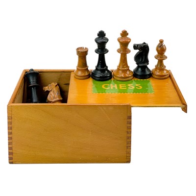 Lot 72 - A 20th century boxwood and ebony Staunton type chess set.