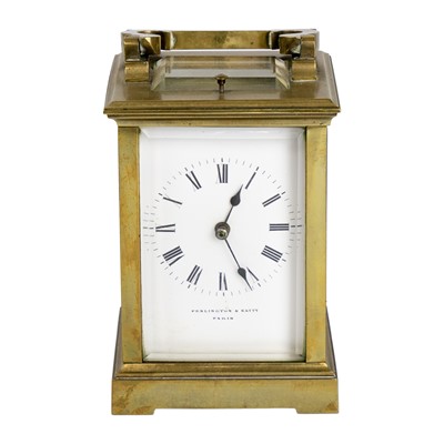 Lot 556 - A French repeating brass cased carriage clock.