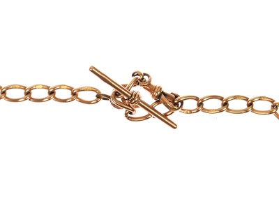 Lot 93 - A 9ct rose gold Albert watch chain with rose gold carnelian seal fob.