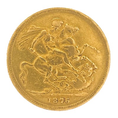 Lot 145 - A Victoria 1876 young head full sovereign gold coin.